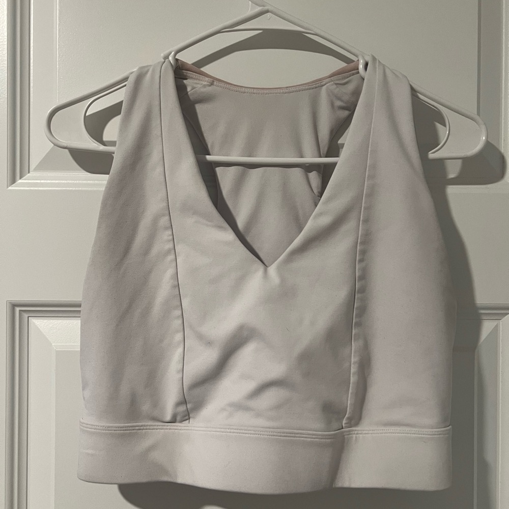 White V-Neck sports bra